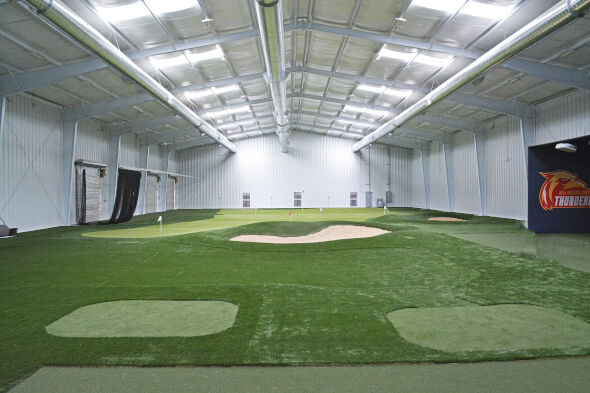 Asheville indoor putting facility with tee boxes